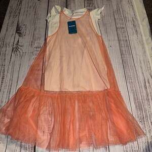 Acoola Girls Pink Tulle Overlay Dress with White Short Sleeve Shirt 2-Piece Set